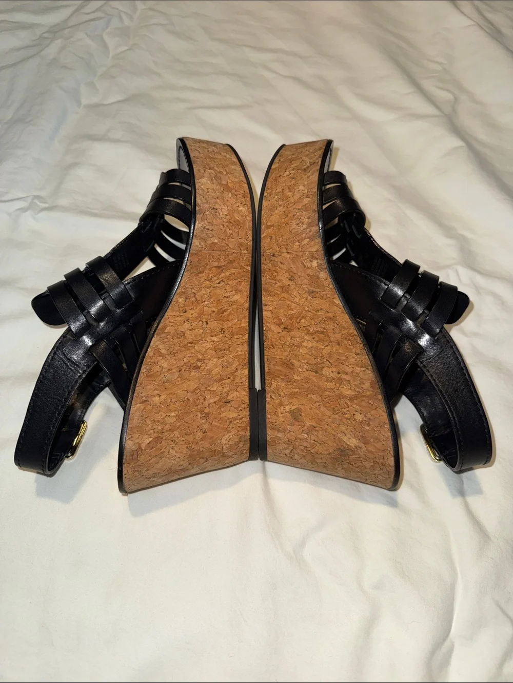 Tory Burch Leslie Cork Heeled  Wedges Size 7 M EUC